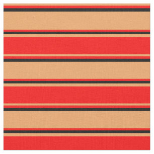Brown, Red, and Black Stripes Pattern Fabric