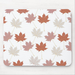 Brown Red Autumn Floral Leaves Y2K Pattern Mouse Pad