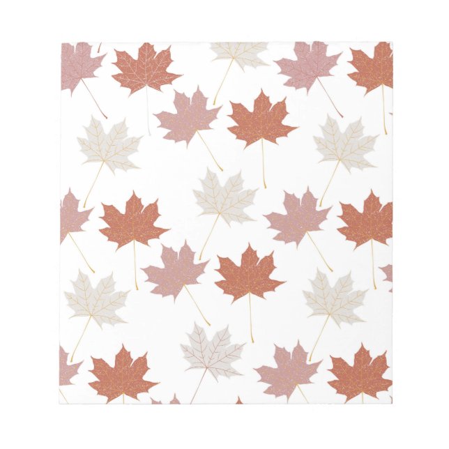 Brown Red Autumn Floral Leaves Y2K Pattern Notepad (Front)