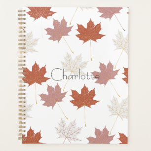 Brown Red Autumn Floral Leaves Y2K Pattern Planner