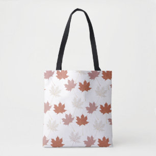 Brown Red Autumn Floral Leaves Y2K Pattern Tote Bag