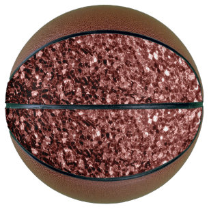 Brown red faux glitter sparkles bling basketball