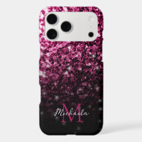 Brown Red faux Glitter sparkles bling Monogram