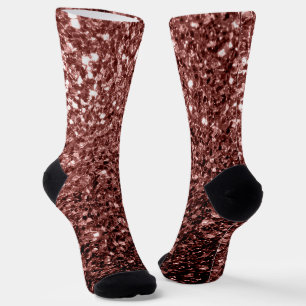 Brown Red faux Glitter sparkles Socks