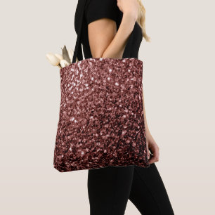 Brown Red faux Glitter sparkles Tote Bag