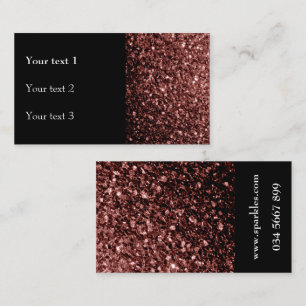 Brown red faux shiny glitter sparkles and black business card