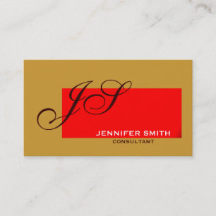 Brown Red Monogram Consultant Business Card