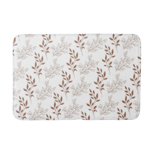 Brown Red Retro Vintage Leaf Pattern  Bath Mat