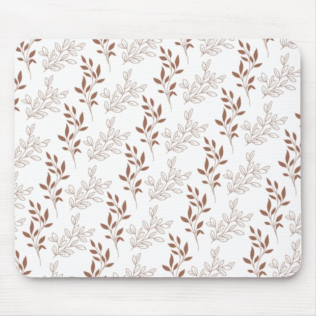 Brown Red Retro Vintage Leaf Pattern  Mouse Pad (Front)