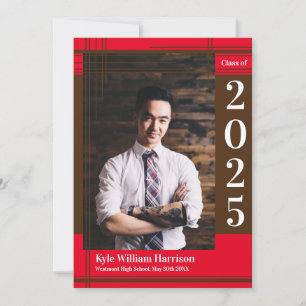 Brown Red School Colour Graduation Announcement