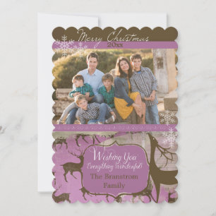 Brown Reindeer on Lavender Photo Holiday Card