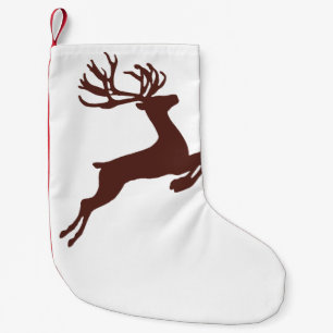 Brown reindeer small christmas stocking