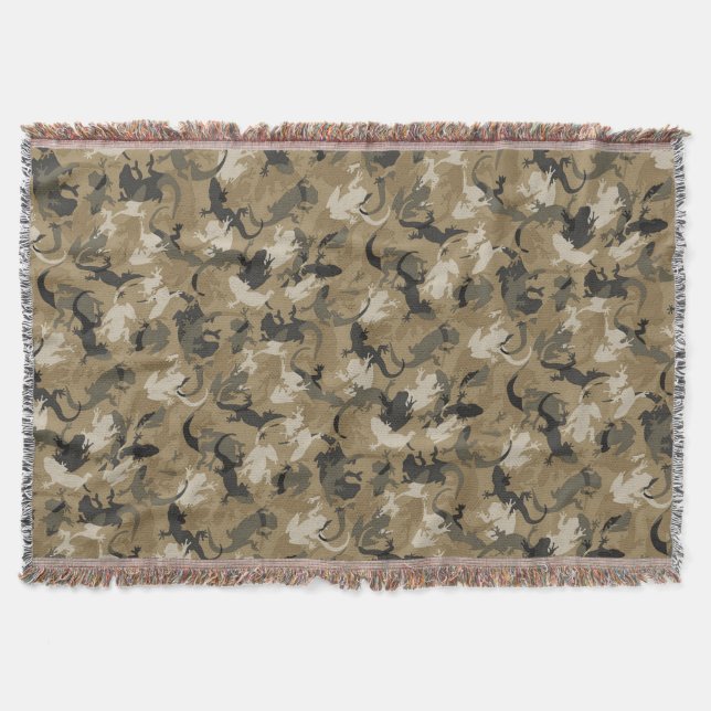 Brown Reptile Camouflage Throw Blanket (Front)