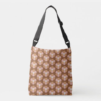 Brown Retro 70s Neutral Flowers Crossbody Bag