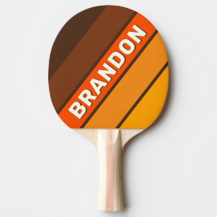 Brown Retro Bold Striped with Name Ping Pong Paddle