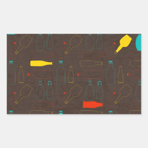 brown retro bottle pattern.jpg rectangular sticker