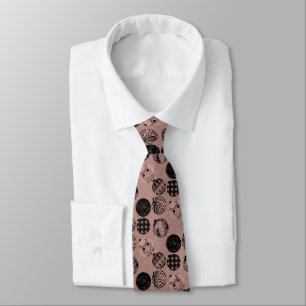 Brown Retro Christmas pattern new year Tie