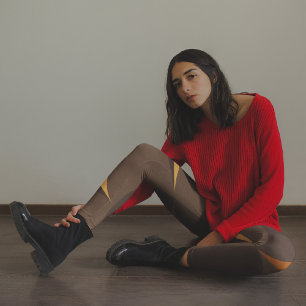 Brown Retro Circles Capri Leggings