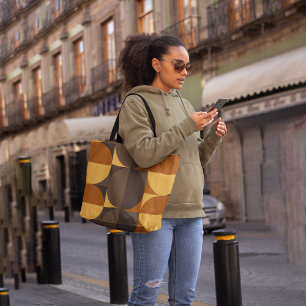 Brown retro circles tote bag