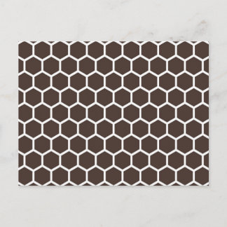 Brown Retro Colourful Modern Honeycomb Pattern Postcard