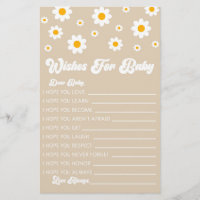 Brown Retro Daisy Wishes For Baby Shower Activity