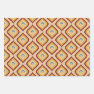 Brown Retro Earthy Wavy Retro Vintage Mid Century Wrapping Paper Sheet