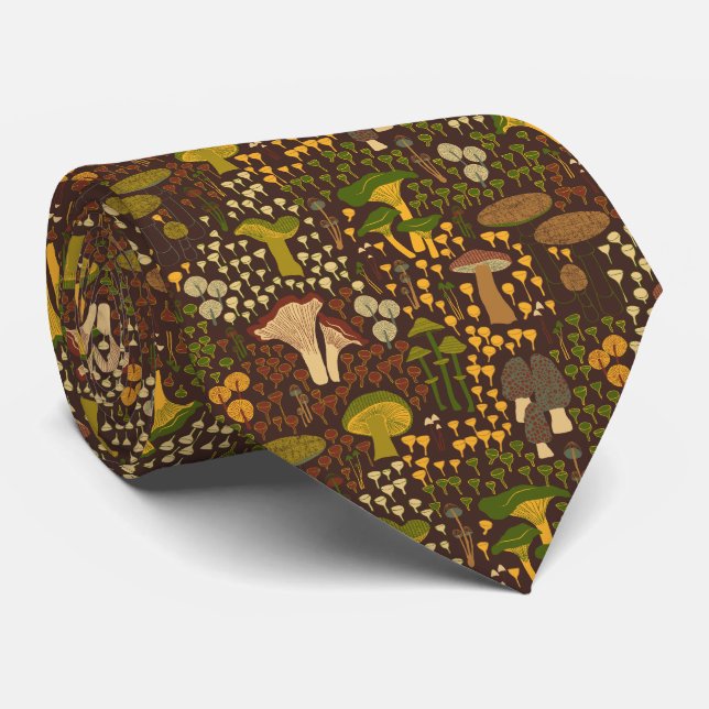 Brown Retro Mushroom Tie (Rolled)