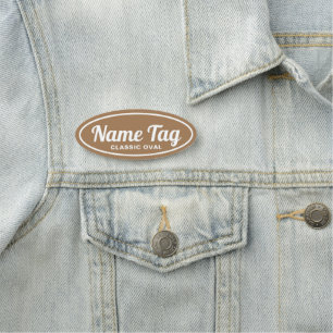 Brown Retro Oval Classic Name Tag