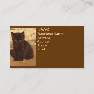 Brown Retro Sepia Kitten Business Cards