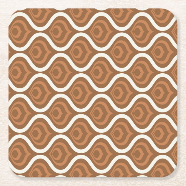 Brown Retro Square Paper Coaster (Front)