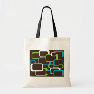 brown retro squares tote bag