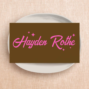 Brown Retro Typography Stars Business Card