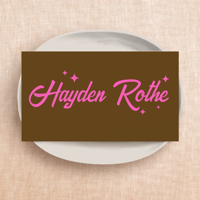 Brown Retro Typography Stars Business Card (Creator Uploaded)
