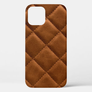 Brown rhombuses leather background iPhone 12 case