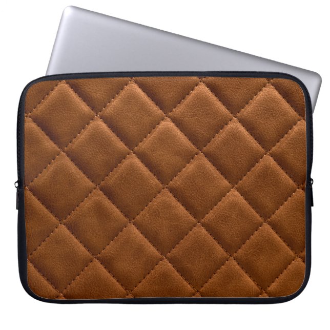 Brown rhombuses leather background laptop sleeve (Front)
