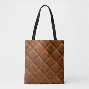Brown rhombuses leather background tote bag