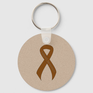 Brown Ribbon Support Awareness Key Ring
