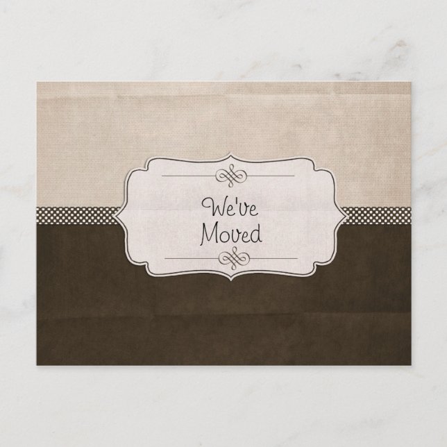 Brown Ribbon We've Moved Announcement Postcard (Front)