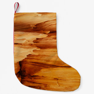 Brown rock formation small christmas stocking