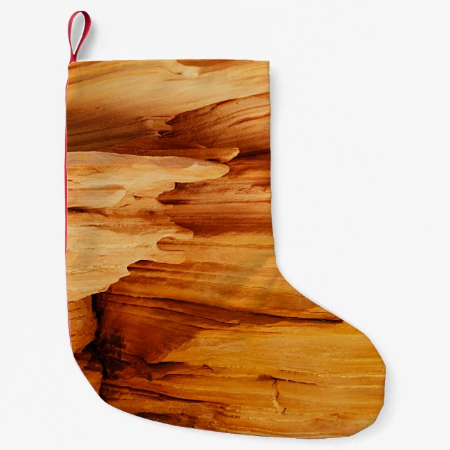 Brown rock formation small christmas stocking (Front)