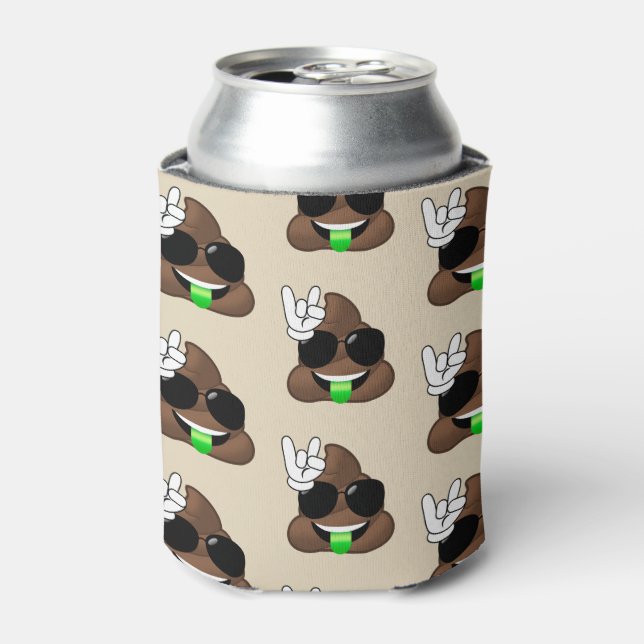 Brown Rock On Poop Emoji Can Cooler (Can Front)