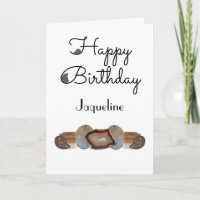Brown Rock Slice Shell Fossil White Birthday
