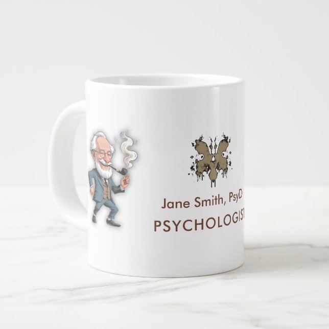 Brown Rorschach Psychology Customizable Freud Figu Large Coffee Mug (Front Left)