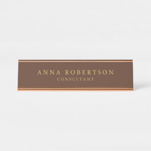 Brown Rose Gold Colours Professional Minimalist Desk Name Plate