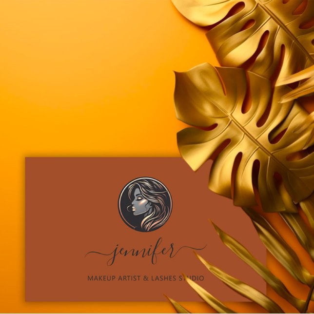 Brown Rose Makeup Artist Logo Lashes QR CODE Business Card (Brown Rose Makeup Artist Logo Lashes QR CODE Business Card)