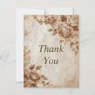 Brown Roses on Textured Paper Thank You Card