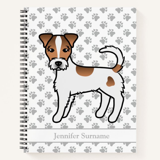 Brown Rough Coat Parson Russell Terrier & Name Notebook (Front)
