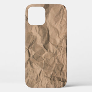 Brown rough crumpled recycled paper texture iPhone 12 case