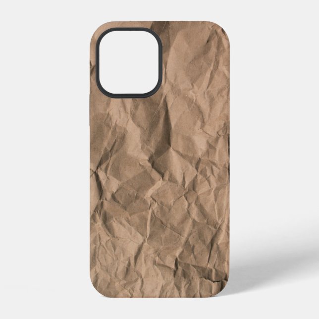 Brown rough crumpled recycled paper texture iPhone case (Back)