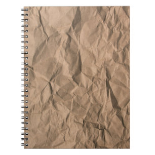 Brown rough crumpled recycled paper texture notebook